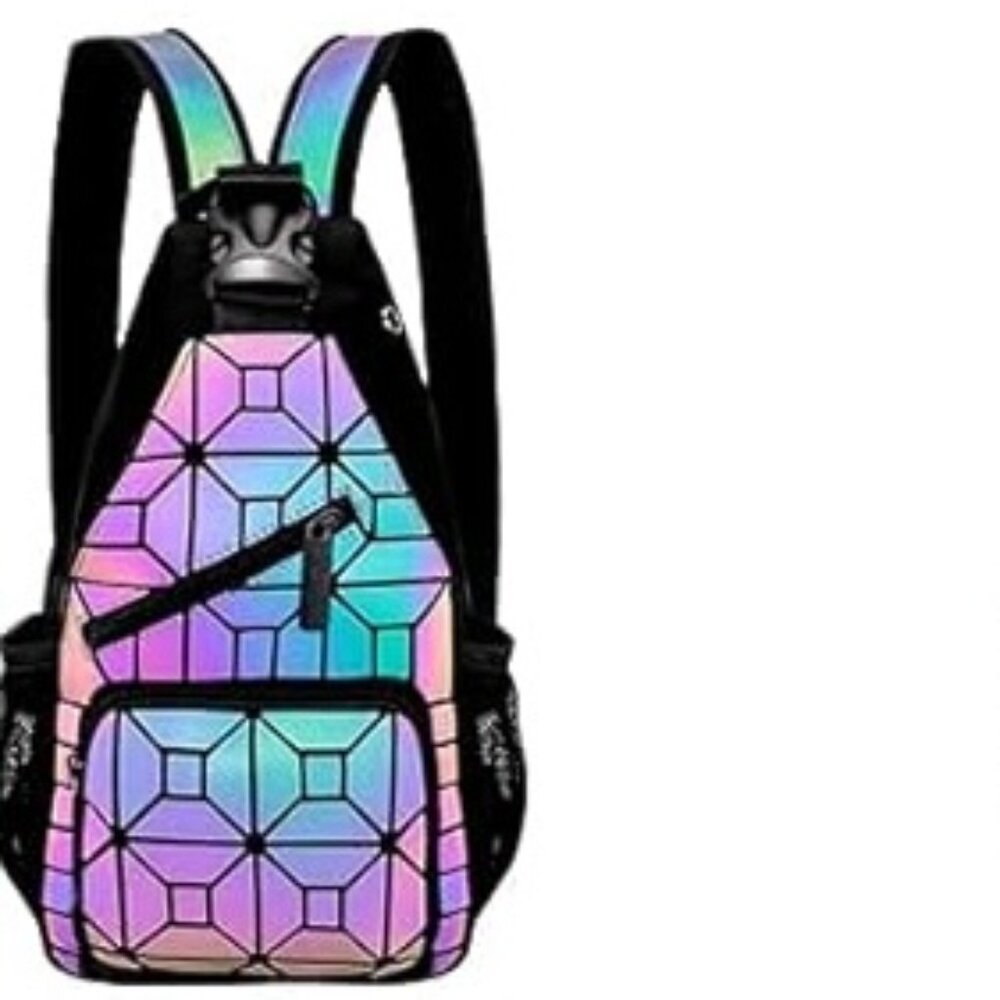 Reflective FESTIVAL cross body backpack bag geometric holographic opalescent